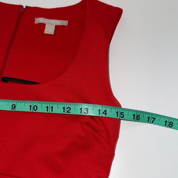 Banana Republic Ponte Fit Flare Dress Sz 4 Red Tomato Sauce Office Siren Preppy‎ - Picture 9 of 9